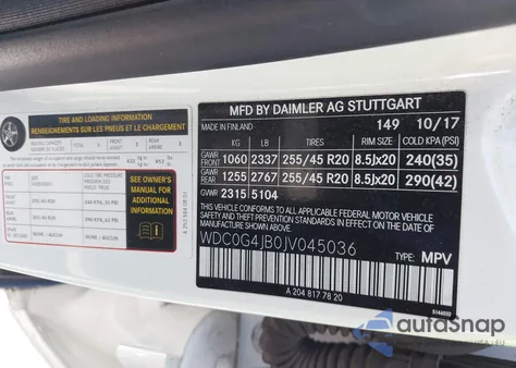 2018 Mercedes-Benz Glc 300 из США, поврежденный, VIN WDC0G4JB0JV045036